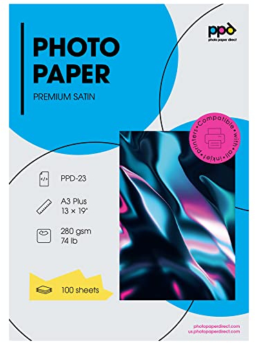 PPD Sparpack DIN A3 Plus x 100 Blatt - Inkjet 280 g/m2 Professionelles Fotopapier Mikroporös Seidenmatt - Profiqualität in der Großverpackung zum Vorteilspreis - geeignet für alle Tintenstrahldrucker PPD-23-100