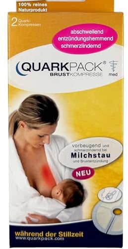 QUARKPACK natürliche Brustkompresse, 4er-Packung (8 Anwendungen), Topfen/Quark als Erste-Hilfe-Maßnahme bei Milchstau und angehender Brustentzündung sowie während Brustkrebstherapie