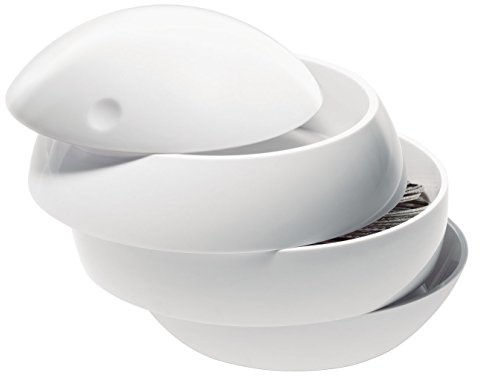 Spirella Kosmetikorganizer Bowl Beauty Aufbewahrungsbox für Make Up und Schmuck mit 3 Fächern 16x14cm Weiß