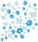 kleb-drauf | 19 Blüten, 19 Schmetterlinge und 42 Punkte | Hellblau - glänzend | Wandtattoo Wandaufkleber Wandsticker Aufkleber Sticker | Wohnzimmer Schlafzimmer Kinderzimmer Küche Bad | Deko Wände Glas Fenster Tür Fliese