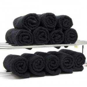 aztex Friseurhandtücher, Salonhandtücher, Handtücher, 50 x 85 cm - Schwarz (12er Pack)