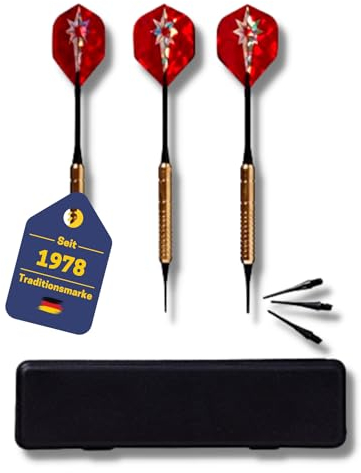 BEST SPORTING Safety-Dartpfeile Fortune I 3 Dartpfeile mit Kunststoffspitze & Messinghülse I Softdart-Set I E-Dart Pfeile in 16, 18 oder 21 g I inkl. Ersatzspitzen & Dart-Etui