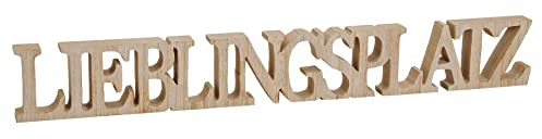levandeo Buchstaben Lieblingsplatz B x H x T: 60x8x2,5cm Holz Natur Braun Schriftzug Deko Shabby Chic Vintage
