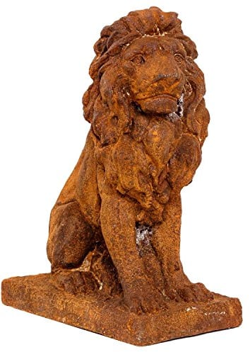 aubaho Gartenskulptur Löwe rechts Figur Eisen Garten Rost Eisenfigur Antik-Stil