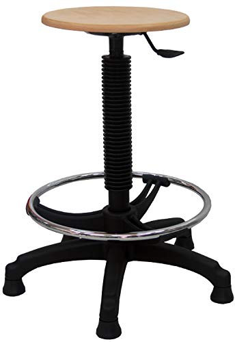 IDEALSEDIE SGABELLO GIREVOLE REGOLABILE IN ALTEZZA, RUOTE O PIEDINI, TONDELLO IN MULTISTRATO DI FAGGIO- H Min 67Cm H Max 82 Cm