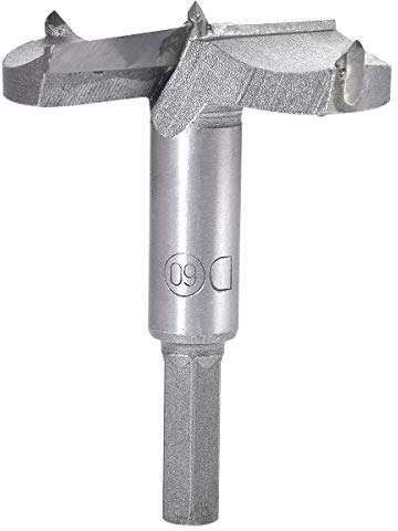 KATUR 60mm Forstner Foret Foret, Menuiserie Aléseuse, Scie-cloche, Ouvreur de trous en bois, Embout en carbure Coupe de queue ronde pour charnière, Contreplaqué, Outil CNC