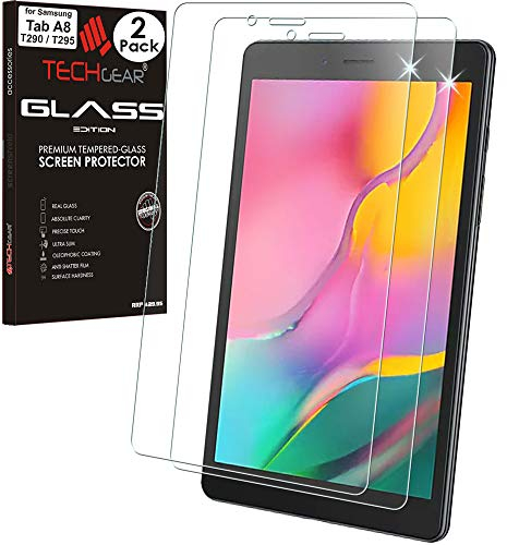 TECHGEAR [Pack of 2 GLASS Edition Screen Protector Designed For Samsung Galaxy Tab A 8.0 2019 8 (SM-T290 / SM-T295), Tempered Glass Screen Protector [9H Toughness] [HD Clarity] [Scratch-Resistant]