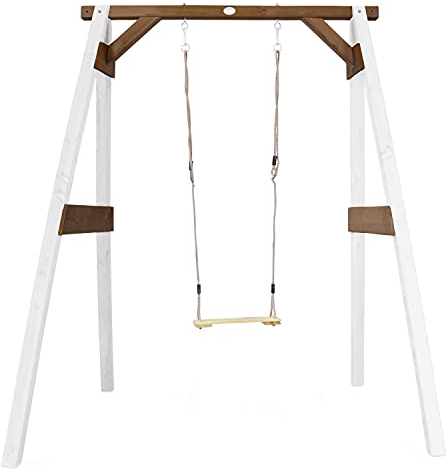 AXI Portique en Bois FSC Blanc/Marron avec Balançoire Enfant | Balançoire pour l’extérieur/Le Jardin