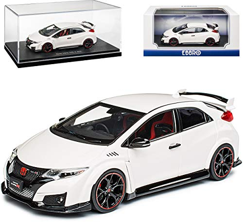 Ebbro Hon-da Civic Type-R 5 Türer Weiss Japan Rechtslenker 9. Generation 2011-2017 1/43 Modell Auto mit individiuellem Wunschkennzeichen