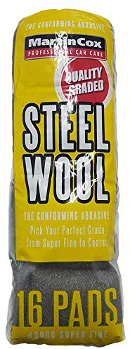 16 x Stahlwolle, Güteklasse #1#00#000#0000 16 hochwertige Stahldraht-Wollpads zum Reinigen, Veredeln und Polieren von Metall, Holz und Karosserien (superfein #0000)