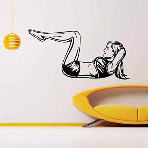 Aufkleber Wandaufkleber Design Gym Aufkleber Mädchen Fitness Sit-Ups Aufkleber Bodybuilding Vinyl Wanddekor Wandbild 42X85Cm