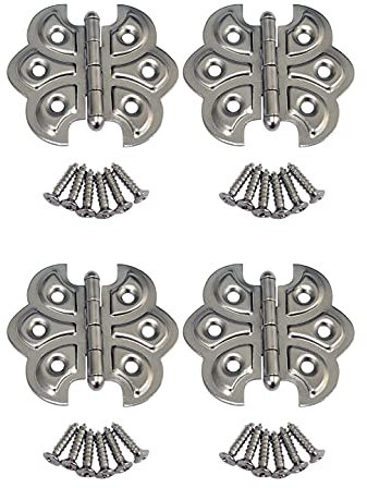 QCAA Butterfly Hinge for Cupboard Door, Nickel Plated, 4 Pack, Made in Taiwan