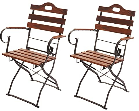 Mendler 2er-Set Biergartenstuhl HWC-J40, Klappstuhl Gartenstuhl, Gastronomie-Qualität Akazie MVG-Zertifiziert - braun