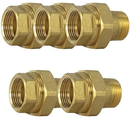 Arcanaute - Raccord laiton à visser - Lot de 5 Raccords laiton union droit 126 Mâle-Femelle 1 (26/34) - Arcanaute