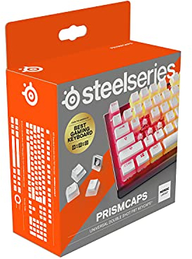 SteelSeries PrismCaps – Double Shot Pudding-style Keycaps – Durable PBT Thermoplastic – Compatible with Most Mechanical Keyboards – MX Stems – White (Nordic Layout)