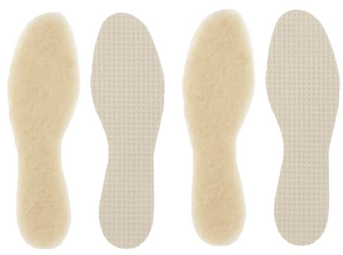 2 Paar Einlegesohlen aus echter Lammwolle Gr. 24-48, Kinder, Damen, Herren, Made in Germany für warme Füße, nachhaltige Wärmesohlen, Wintersohlen, mit Latexboden