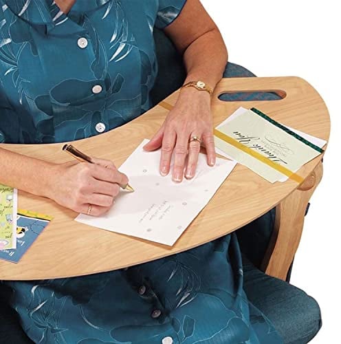 Unibos Wooden Oversized Gently Curved Armchair Lap Table Laptop All Purpose Lap Desk