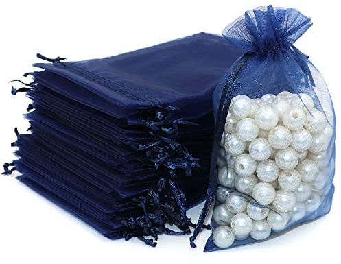 STARUBY 100 Stück Bleu Organzasäckchen 10 x 15 cm Organzasäckchen zum Befüllen Säckchen Geschenkbeutel KordelzugGeschenkbeutel Mesh Beutel für Schmuck Süssigkeit Lavendel