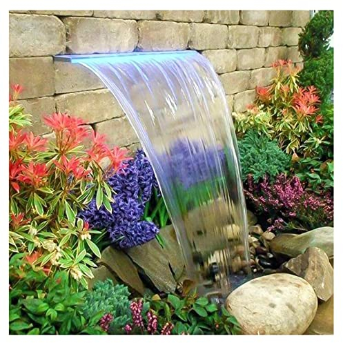 Fuente de La Piscina de La Cascada Salida del Agujero 1m Rectangulares Acero Inoxidable Cascada de Cuchillas En Cascada para Piscina Y Jardín AWWXJ (Size : 1m/3.3FT)