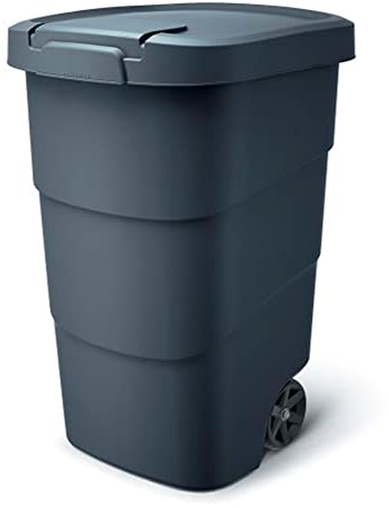 Cubo de basura de jardín Wheeler con eje metálico WHEELER 95L., dimensiones (mm) 540x496x762, color Antracita
