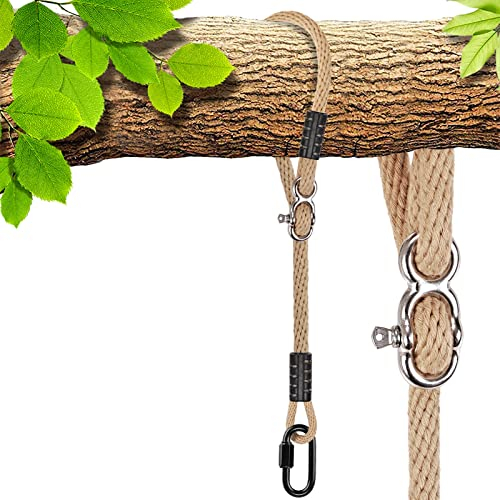 SELEWARE Hängematte Befestigung Seil Baumschaukel - Verstellbares Seil Baumschaukel mit Karabiner Hängesessel Aufhängung Hält 453KG Schaukelaufhängung Baum für Spielplatz Schaukeln Yoga 200CM