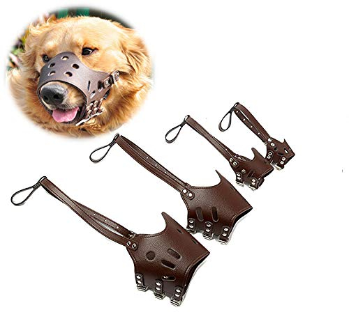 SHULLIN Leder Hunde Maulkorb Hundetrainingsmaulkorb Maulkorb für Hunde Maulkorb Leder Hund Hund Maulkörbe Verstellbarer Maulkörbe Atmungsaktives für Kleine Mittlere Große Hund (S)
