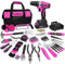 ThinkLearn 20V Cordless Drill Set - Pink Drill Kit for Women, DIY Home Repair Tool Set with Storage Bag