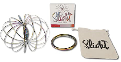 JUEGACONMIGO SLIDIT Flow Ring 2 Stück Edelstahl Flow Ringe mit Stoffbeutel zur Aufbewahrung Multisensorisches Spielzeug Anti-Stress für alle Altersgruppen