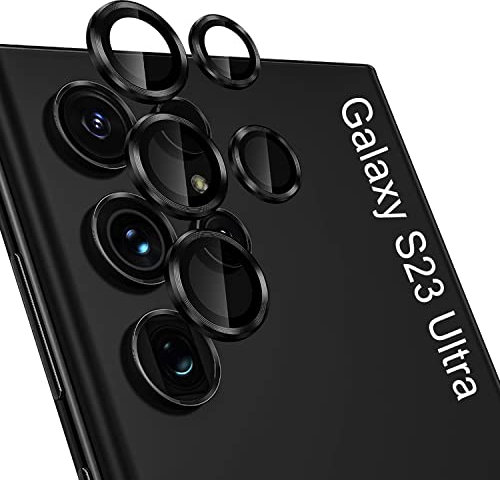 Niboow Caméra Arrière Protecteur Compatible avec Samsung Galaxy S23 Ultra, HD Anti Rayures Verre Trempé Protecteurs D'objectif Téléphone Portable, Lentille Coque pour Samsung Galaxy S23 Ultra - Noir
