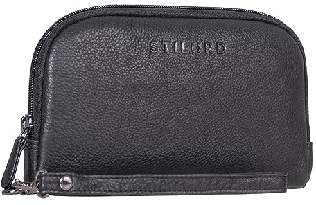 STILORD 'Maeve' Pochette Portefeuille en Cuir Femme Vintage Mini Sac a Main avec Dragonne Amovible Porte-Monnaie pour Téléphone Portable Cuir Véritable, Couleur:Noir