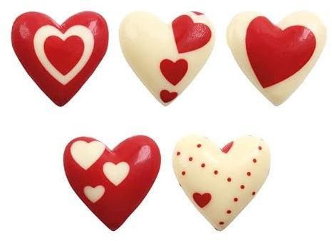 Hobbybäcker Schokoaufleger 3D-Herz, sortiert, 27x27mm, 35 Stück, für liebevolle Kuchendeko an Valentinstag und Muttertag