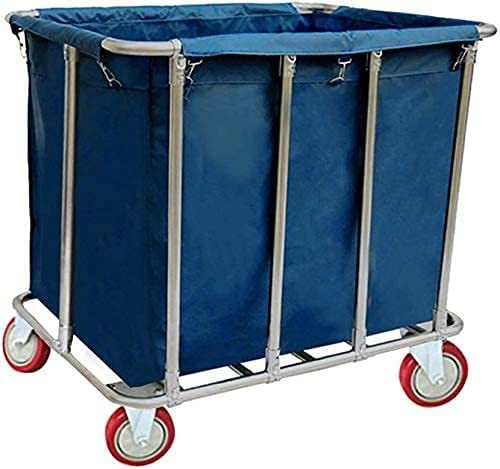 Große bewegliche Trolleys, Haushalts-Servierwagen 200 l Wäschekorb-Sortierwagen mit großem Fassungsvermögen, Hotel-Kleiderwagen mit 6,5-Zoll-Rädern, Taschen/Blau/90 * 65 * 85 cm