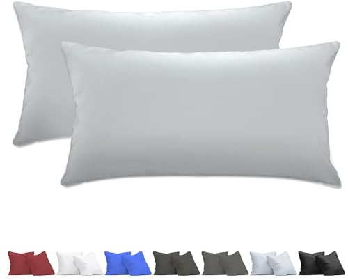 aboveBED Kissenbezug 40 x 80 (2er-Set), Hellgrau, Kopfkissenbezug 40x80 cm aus 100% Mikrofaser, Kissenbezug mit Reißverschluss, Weich und Atmungsaktiv, Waschbare