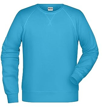 James & Nicholson Herren Raglan Sweatshirt - Sweatshirt im Raglanschnitt aus Bio-Baumwolle | Farbe: turquoise | Grösse: S