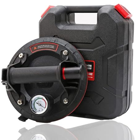 ieron 8 Glass Suction Cup Lifter Heavy-Duty Vacuum Suction Cup with ABS Hand Pump, Double-Layer Suitable for Glass, Marble, Ceramic Tile, Metal and Flat Smooth Surface/Portable Tool Box