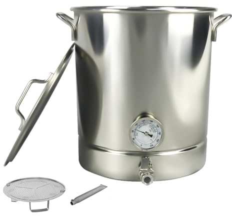 Acciaio Inox 304 Bollitore 30-60L Pentola Per Birra Domestica Pentola Per Brodo Con Valvola, Doppia Filtrazione, Termometro E Filtro, Argento,30L