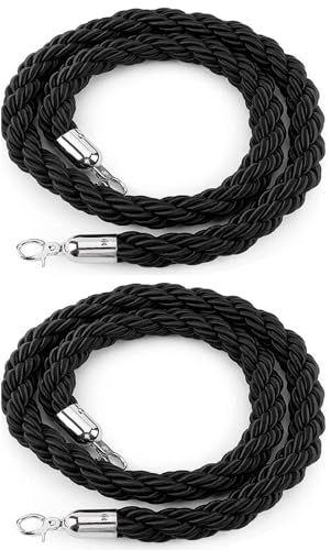 Absperrseile Handlaufseil Schwarzer, gedrehter Aufhänger für die Kontrolle von Menschenmengen im Theater, geflochtenes Hanfseil auf dem roten Teppich für VIP-Rungenwarteschlangenteiler, 1,5 2 2,5 4 5