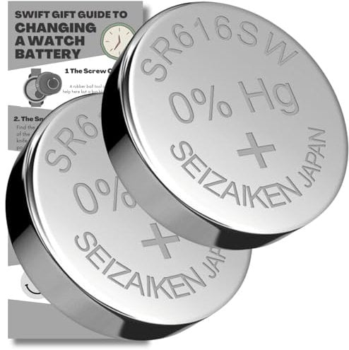 SR616SW Watch Batteries - 2 x Seizaiken 321 Equivalent Cell Button Watch Battery Replacement Kit for Watches with Fitting Guide