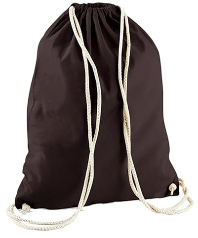 Veproli Baumwoll Turnbeutel Sportbeutel Zuziehbeutel Gymsack Sack Jute Schule Rucksack (Braun)