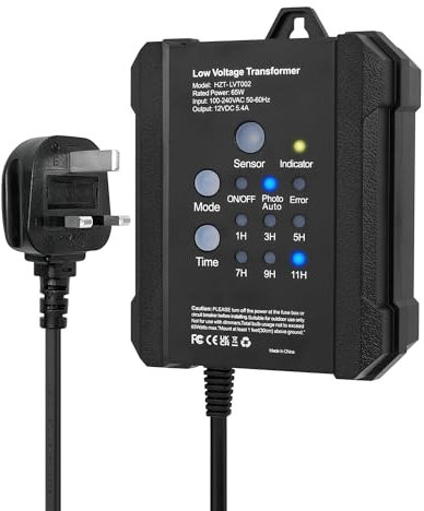 SMY Lighting 65W Power Supply Outdoor Low Voltage LED Driver with Timer and Photocell Sensor,230V AC to 12V DC Transformer Weatherproof for LED Landscape Lighting,Deck Lights,Spotlight, Pathway Light