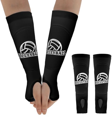 Sliverdew Volleyball Armmanschetten Jugend Schwarz Volleyball Armschoner mit Schutzpolster und Daumenloch 1 Paar Unterarmschutz Zubehör für Sport Armstulpen Trainingsgeräte für Jugendliche Kinder