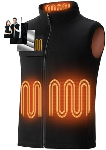 burngogo Beheizbare Weste Heizweste Herren Damen 6 Zonen Heizung 3 Temperaturregler Beheizte Weste (Ohne Powerbank) Beheizbare Jacke S Schwarz