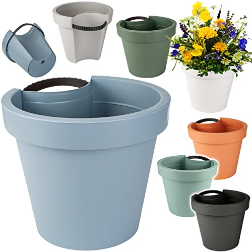 alles-meine.de GmbH Blumentöpfe - Modell & Farbwahl - 5 Stück Rohr & Stangen - Blumenkästen - bunt - RUND - 24 cm - Regenrohr/Fallrohr - Pflanzgefäß - Geländer/Zaun - Hänge..