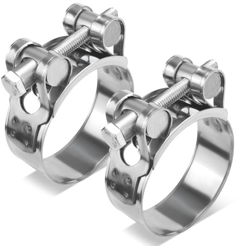 Fomiata 2Pcs 201 Stainless Steel T-Bolt Hose Clamps,Clamp Range 52-55mm ， Band Width 22mm(52-55mm 2pcs)
