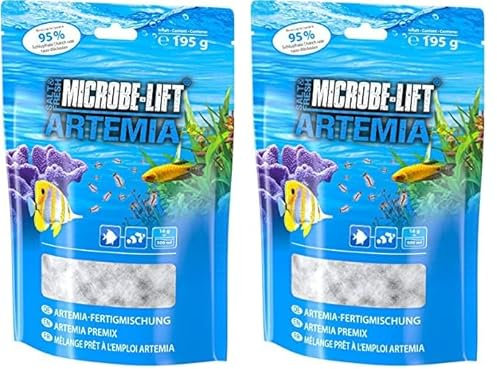 MICROBE-LIFT Artemia - 195 g - Komplettes Set mit Artemia-Eiern Plus Salz, bietet ideales Lebendfutter für die gesunde Ernährung von Aquarienfischen in Meer & Süßwasser. (Packung mit 2)