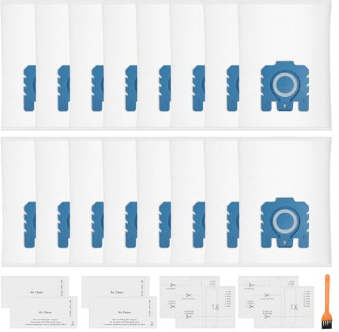 16 Pack 3D GN Dust Bags Compatible with Miele Hoover Vacuum Cleaner Bags for Classic C1 Complete C2 Complete C3 S2 S5 S8 S400 Series with 4 Motor Protection Filter, 4 Exhaust Filter 9917730