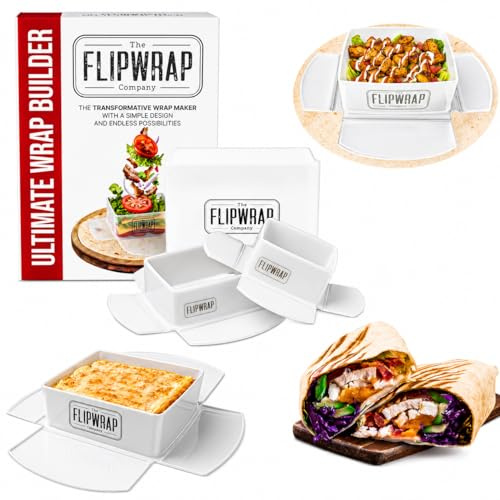 The Flipwrap Tortilla Wrap Maker Kit | Ultimate Wrap Builder for 7 and 10 Tortillas | Tortilla Maker for Burritos and Quesadillas | Perfect for Kid's Lunches | Tamper Cutter and Storage Box Included