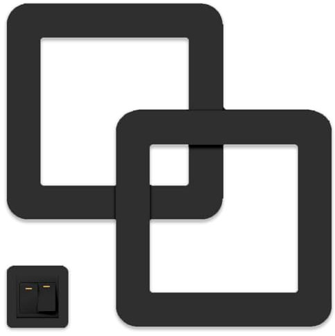 2 pegatinas para interruptor de luz, forma cuadrada, para pared, placas, marco, autoadhesivas, simples, interruptores individuales, cubiertas protectoras decorativas, para enchufe de repuesto (negro)