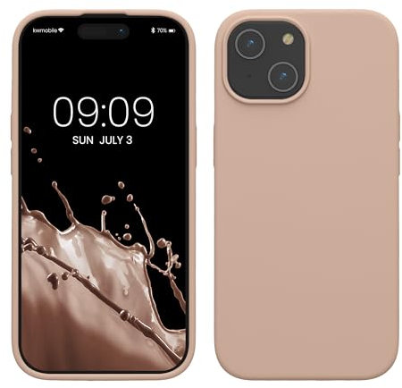 kwmobile Handyhülle für iPhone 15 Hülle, für iPhone 15 Case - Hülle Silikon - kabelloses Laden - Altrosa