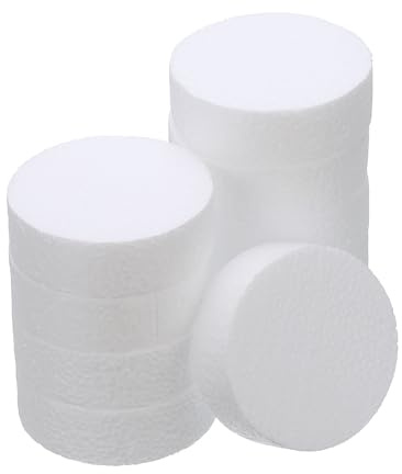 PATIKIL 3 Pollici Cerchi in Schiuma per Artigianato 1 Pollice di Spessore Dischi Rotondi in Polistirene per Progetti Fai da Te, Decorazioni Torte, Modellismo, 10 Pz